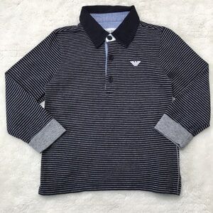 Armani Junior Toddler Boy Long Sleeve Striped Polo Shirt Size 2 Years